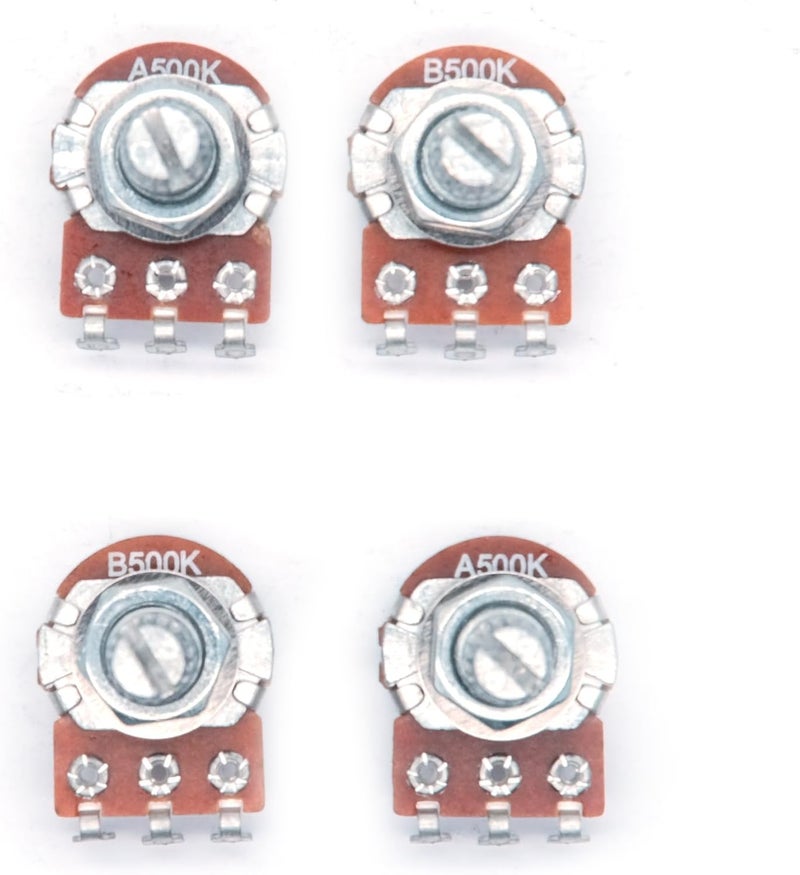 harpfeas 4PCS Mini Guitar Potentiometer Audio Volume Taper Pots for Fender Stratocaster Telecaster Guitar Bass Replacement (Short 15mm, A500K B500K) - Image 2